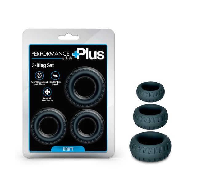 Performance Plus Drift 3 Cock Ring Set Black