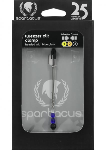 Beaded Clit Clamp With Tweezer Tip Blue