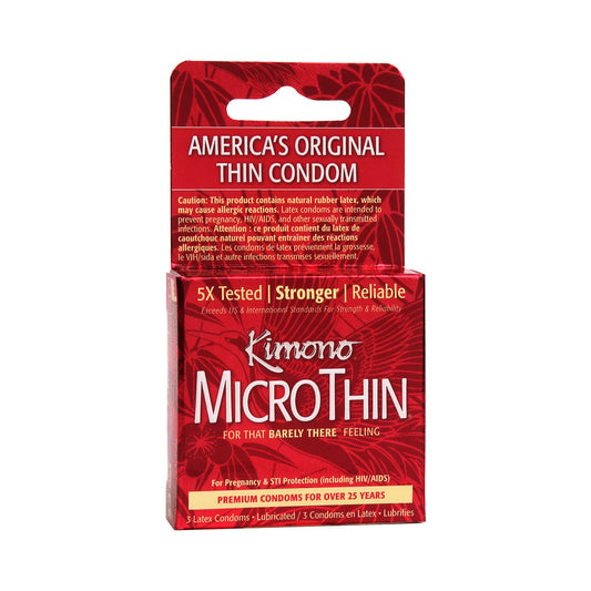 Kimono Micro Thin Lubricated Latex Condomos (3 Pack)