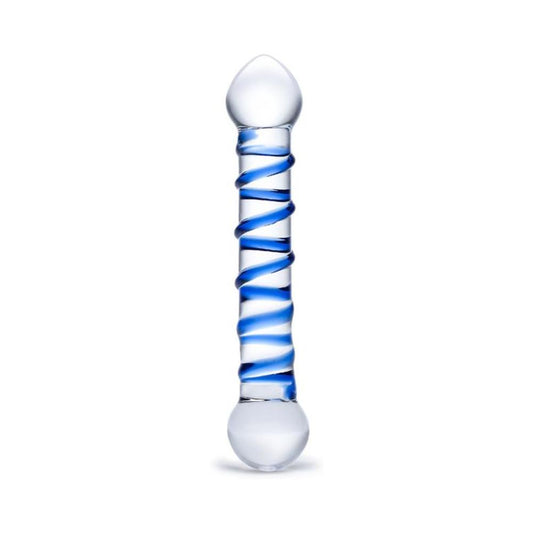 Glas 6.55in Spiral Glass Beaded Dildo