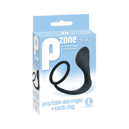 P-Zone Ring Prostate Massager & Cock Ring Black