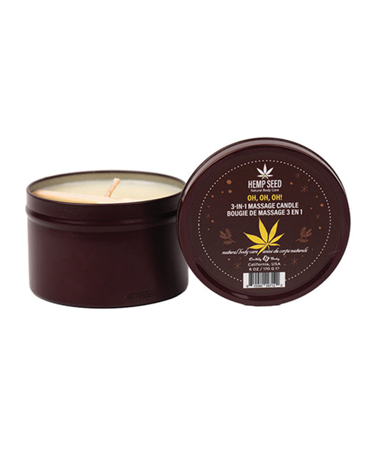 Earthly Body Hemp Seed Holiday 3-in-1 Massage Candle Oh Oh Oh 6 oz.