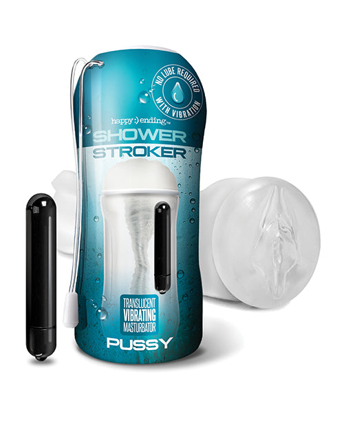 Happy Ending Self-lubricating, Vibrating Shower Stroker - Pussy