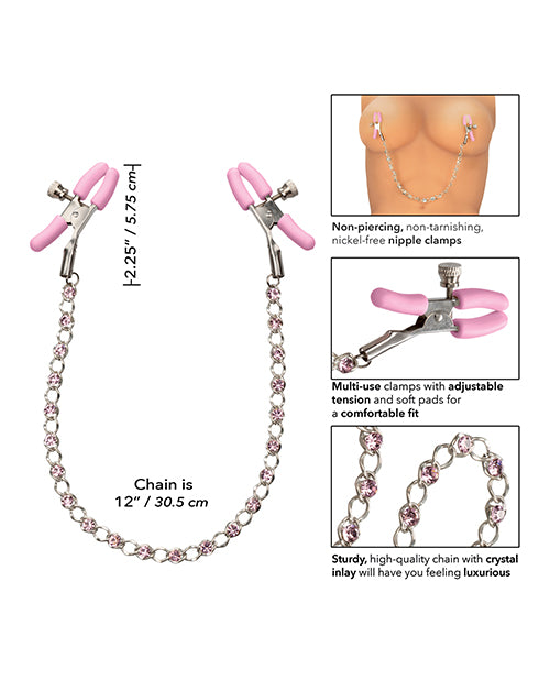 Nipple Play Crystal Chain Clamps Pink