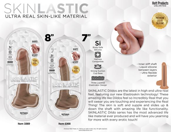 Skinsations Skinlastic Sliding Skin Dildo With Suction Base 7 In.