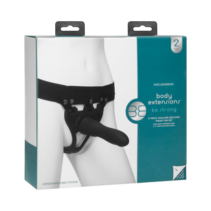 Body Extensions Hollow Large Dong Strap On Set Black
