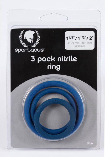 Spartacus Nitrile Cock Ring Set - Blue Pack of 3