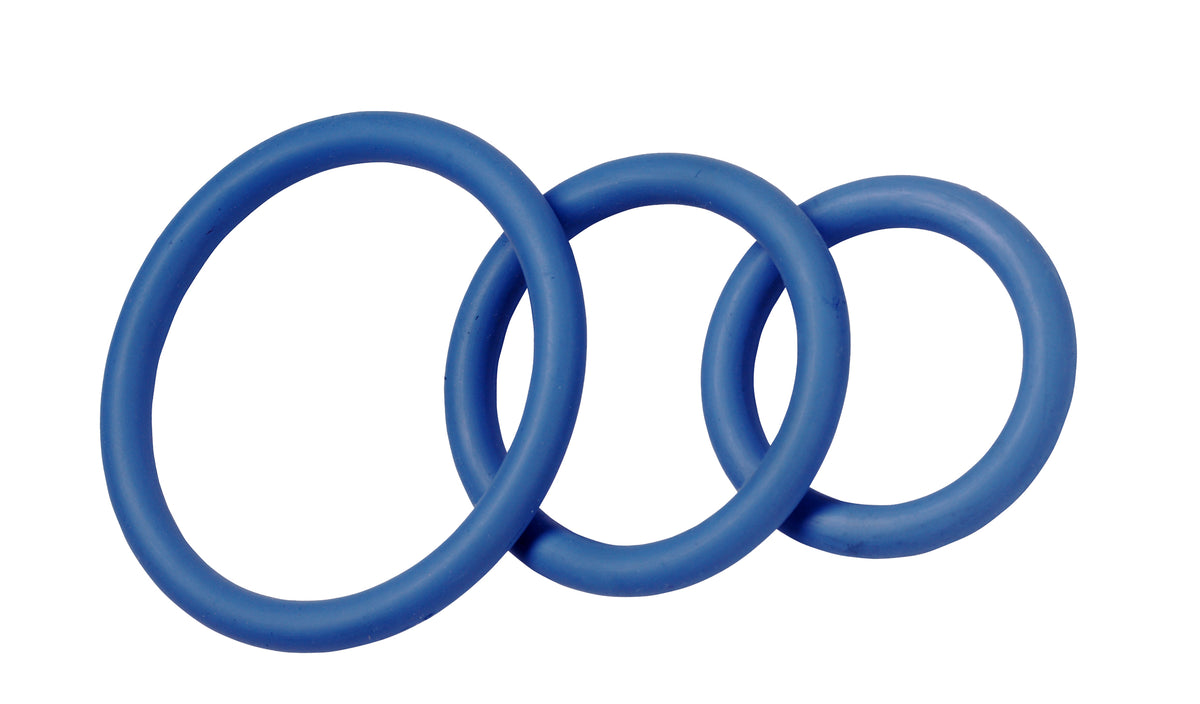 Spartacus Nitrile Cock Ring Set - Blue Pack of 3