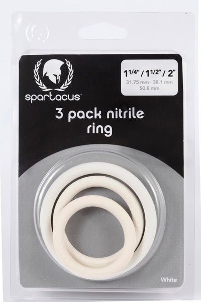 Spartacus Nitrile Cock Ring Set - White Pack of 3