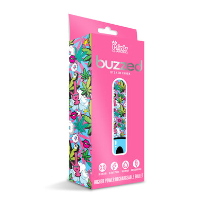 Prints Charming Buzzed Rechargeable 3.5" Bullet - Stoner Chick - Blue