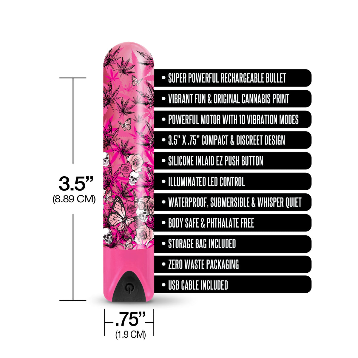 Prints Charming Buzzed Rechargeable Bullet - Blazing Beauty - Pink