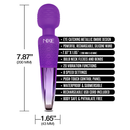 Nixie Rechargeable Wand Massager Purple Ombre Metallic