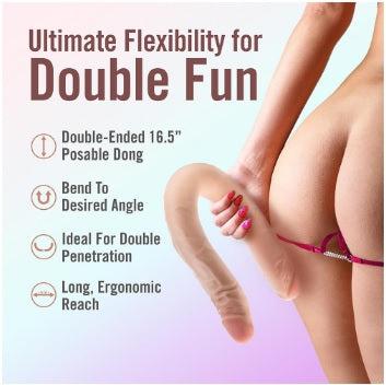 Dr. Skin Plus 16.5 in. Posable Double Dong Beige