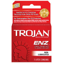 Trojan Enz Non-Lubricated Condoms - Box of 3