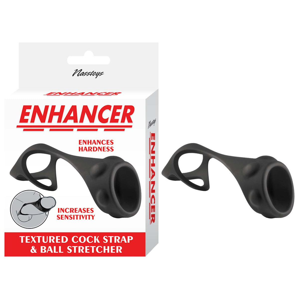 Enhancer Textured Cock Strap & Ball Stretcher Black