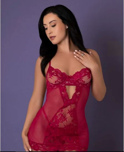 Chemise & Thong Set Cherry M Demi Cup