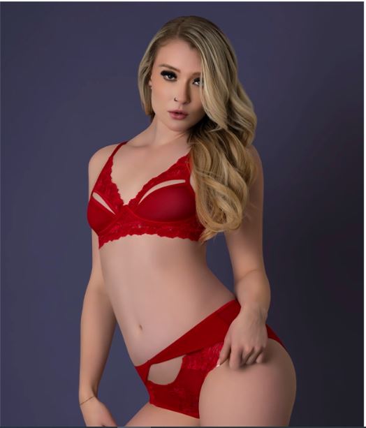 Rush Bra & Panty Set Red L