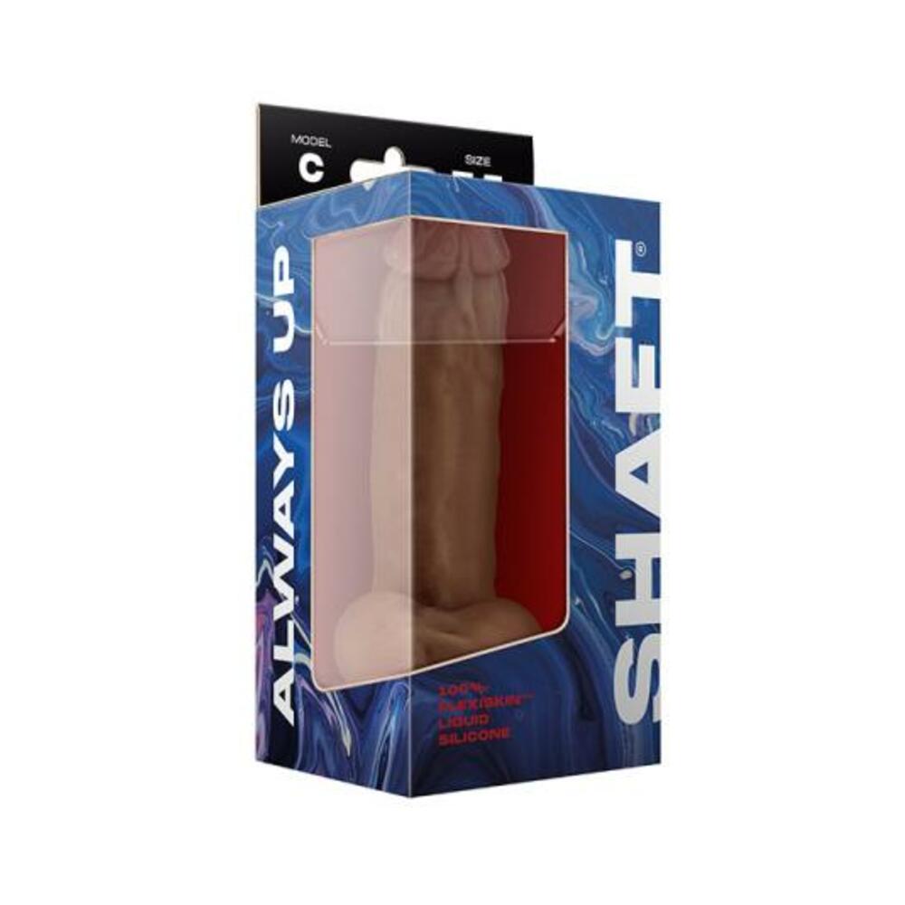 Shaft Model C 7.5 In. Dual Density Silicone Dildo With Balls & Suction Cup Oak