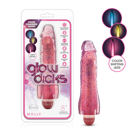 Blush Glow Dicks Glitter Vibrator Molly - Pink