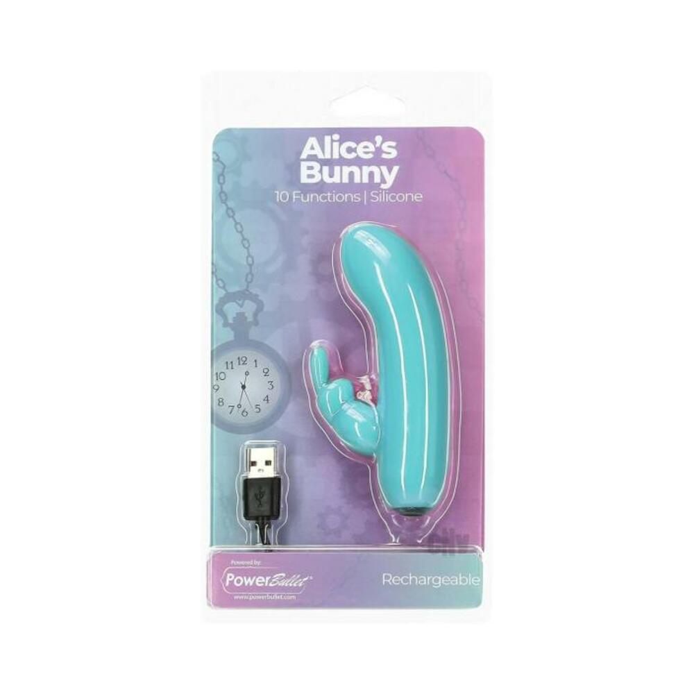 Alices Bunny Rechargeable Bullet With Removable Rabbit Sleeve Teal
