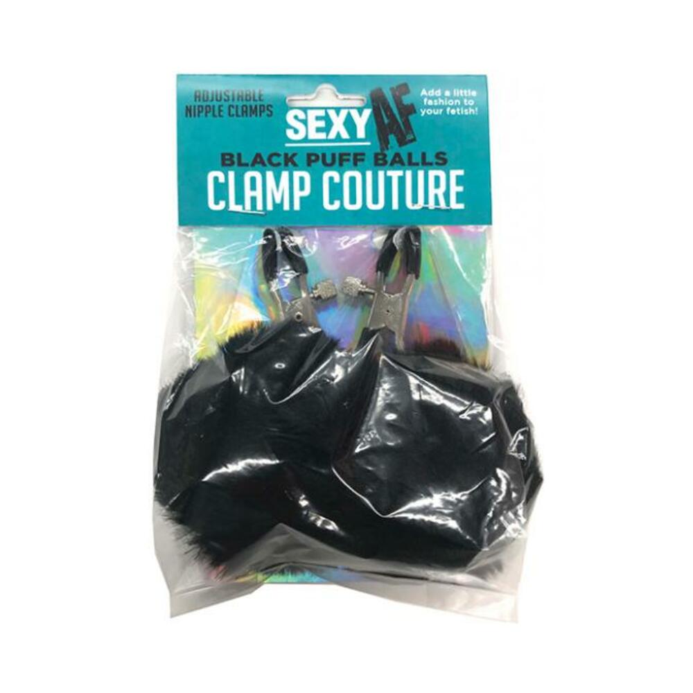 Sexy Af Nipple Clamps Black Puff Balls