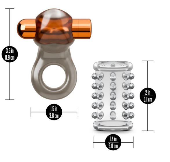 Stay Hard Vibrating Cock Ring Set W/sleeve