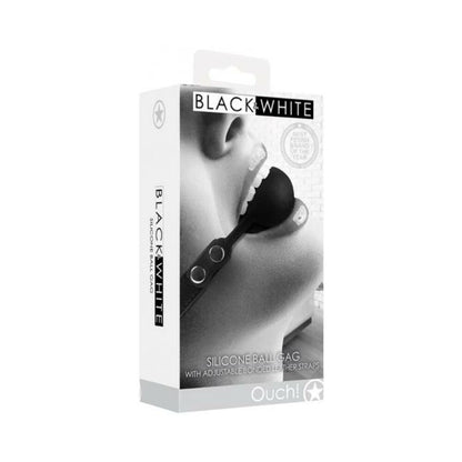 Ouch! Black & White Silicone Ball Gag With Adjustable Bonded Leather Straps Black