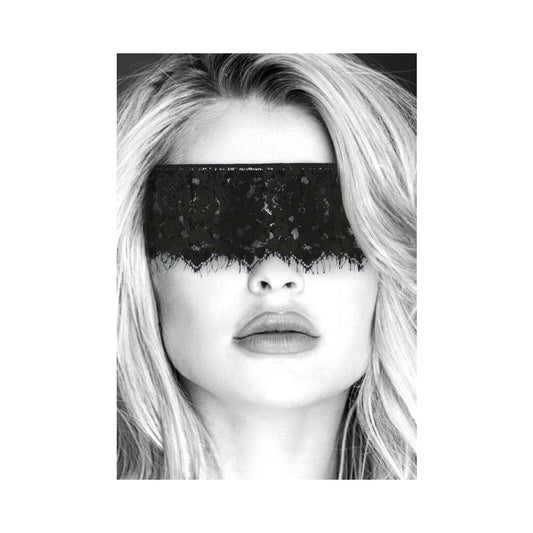 Ouch! Black & White Lace Mask With Elastic Straps Black
