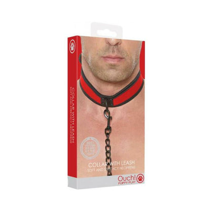 Ouch Neoprene Collar W/leash Red