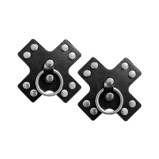 Nipplicious Seducer Leather Pasties With Ring Black