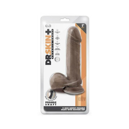 Dr. Skin Plus Thick Posable Dildo With Balls 9 In. Chocolate