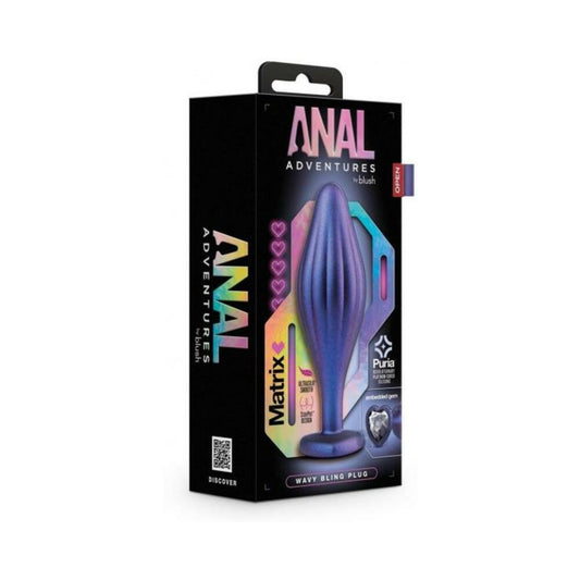 Anal Adv Matrix Wavy Bling Plug Sapphire