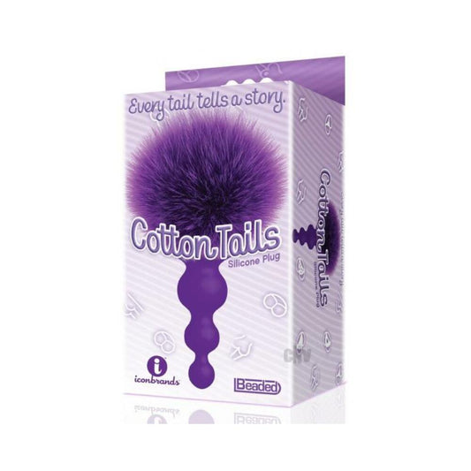 The 9's Cottontails Silicone Bunny Tail Butt Plug Beaded Purple