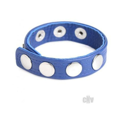 Leather Speed Snap Cock Ring - Blue