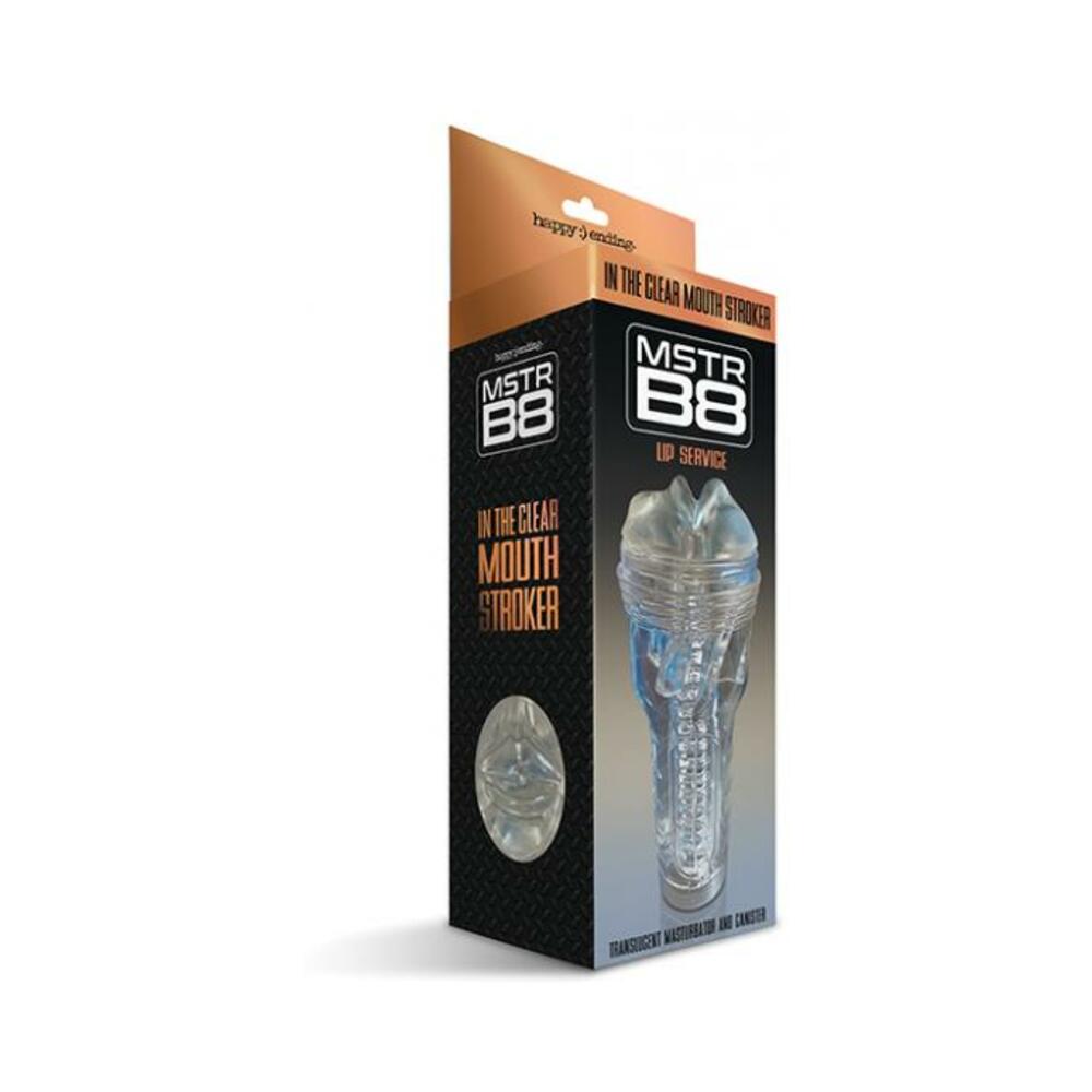 Happy Endings Mstr B8 In The Clear Mouth Stroker Lip Service Canister