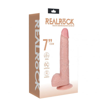 Realrock 7" Vibrating Cock With Balls Regular Straight Flesh