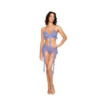 Ruffle Bralette & Garter Belt Set Lavender Haze O/s