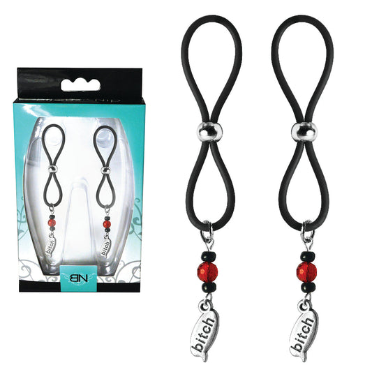 Bijoux de Nip Nipple Halos Bitch Charm - Red/Black