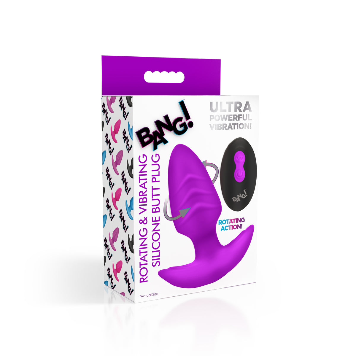 Rotating and Vibrating Silicone Butt Plug - Purple
