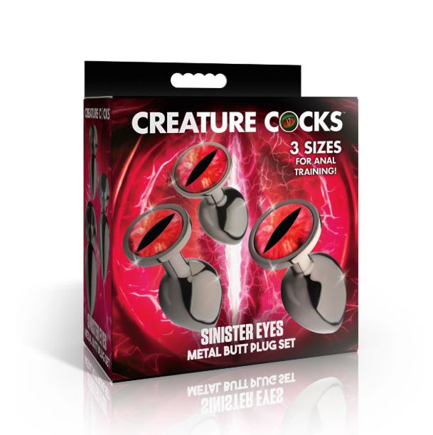 Sinister Eyes Red Eye Metal Butt Plug Set