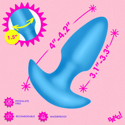 Thrusting and Vibrating Silicone Butt Plug - Blue