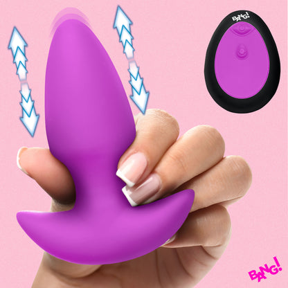 Thrusting and Vibrating Silicone Butt Plug - Purple