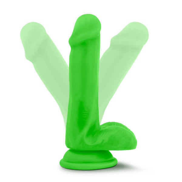 Blush Neo Elite 6 Silicone Dual Density Cock w/Balls - Neon Green