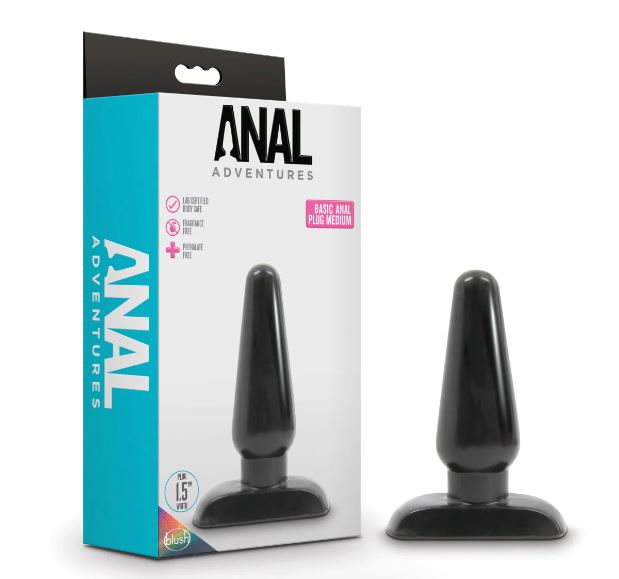 Blush Anal Adventures Basic Anal Plug - Medium Black