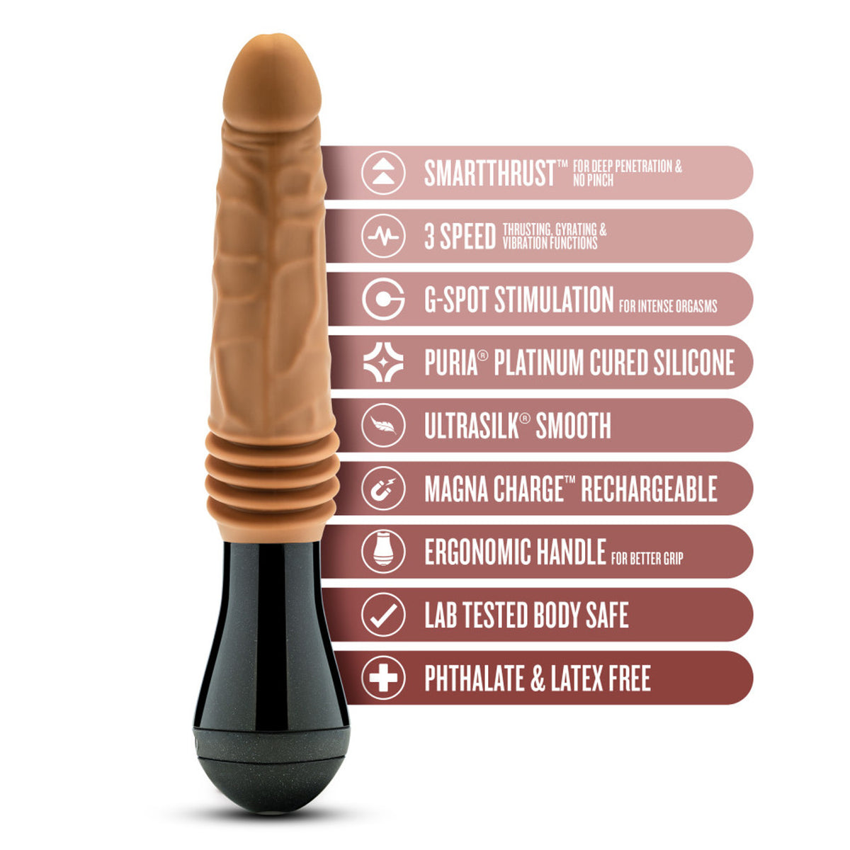Dr. Skin Silicone Dr. Arthur Thrusting Gyrating Vibrating Dildo Tan