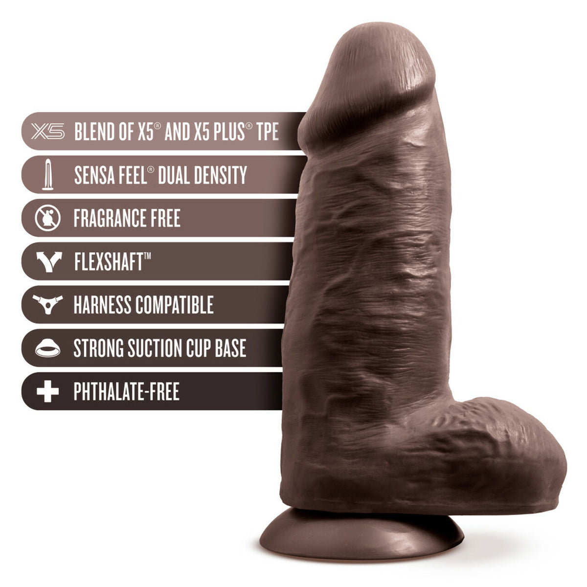 Au Naturel Chub Dildo 10 In. Chocolate