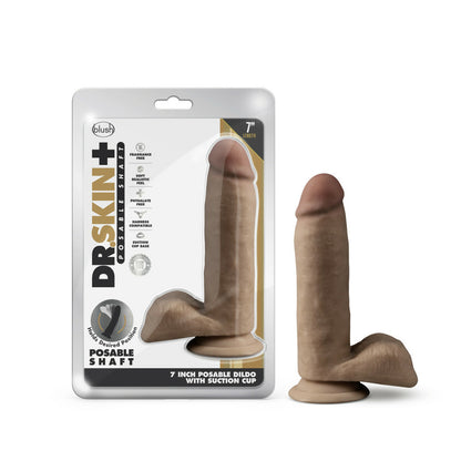 Dr. Skin Plus Posable Dildo With Balls 7 In. Mocha