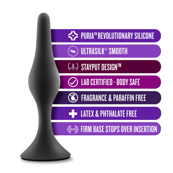Anal Adventures Platinum Silicone Beginner Plug Small Black