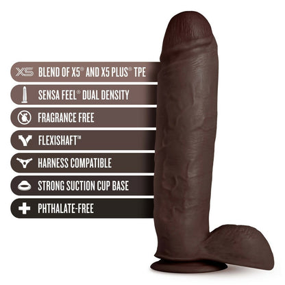 Au Naturel Huge Dildo 10 In. Chocolate