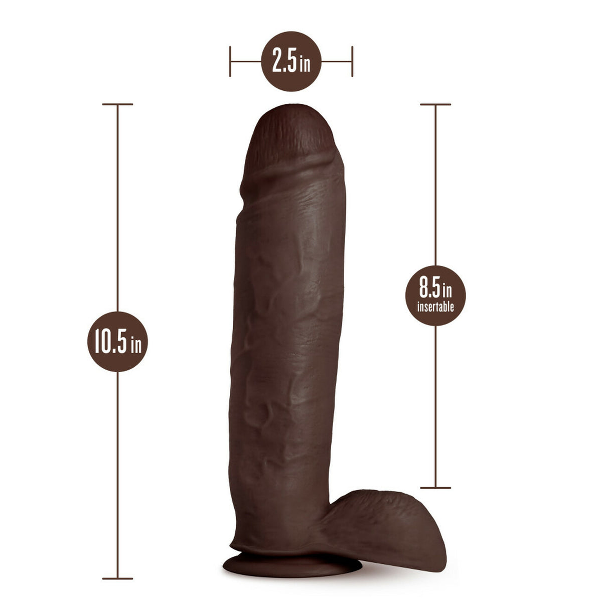 Au Naturel Huge Dildo 10 In. Chocolate